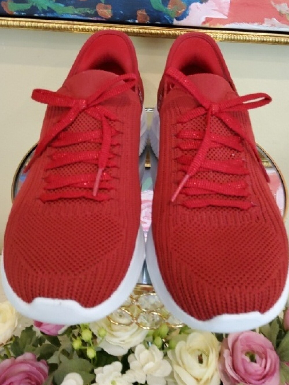 Skechers Red Knit Slip-Ins Sneakers